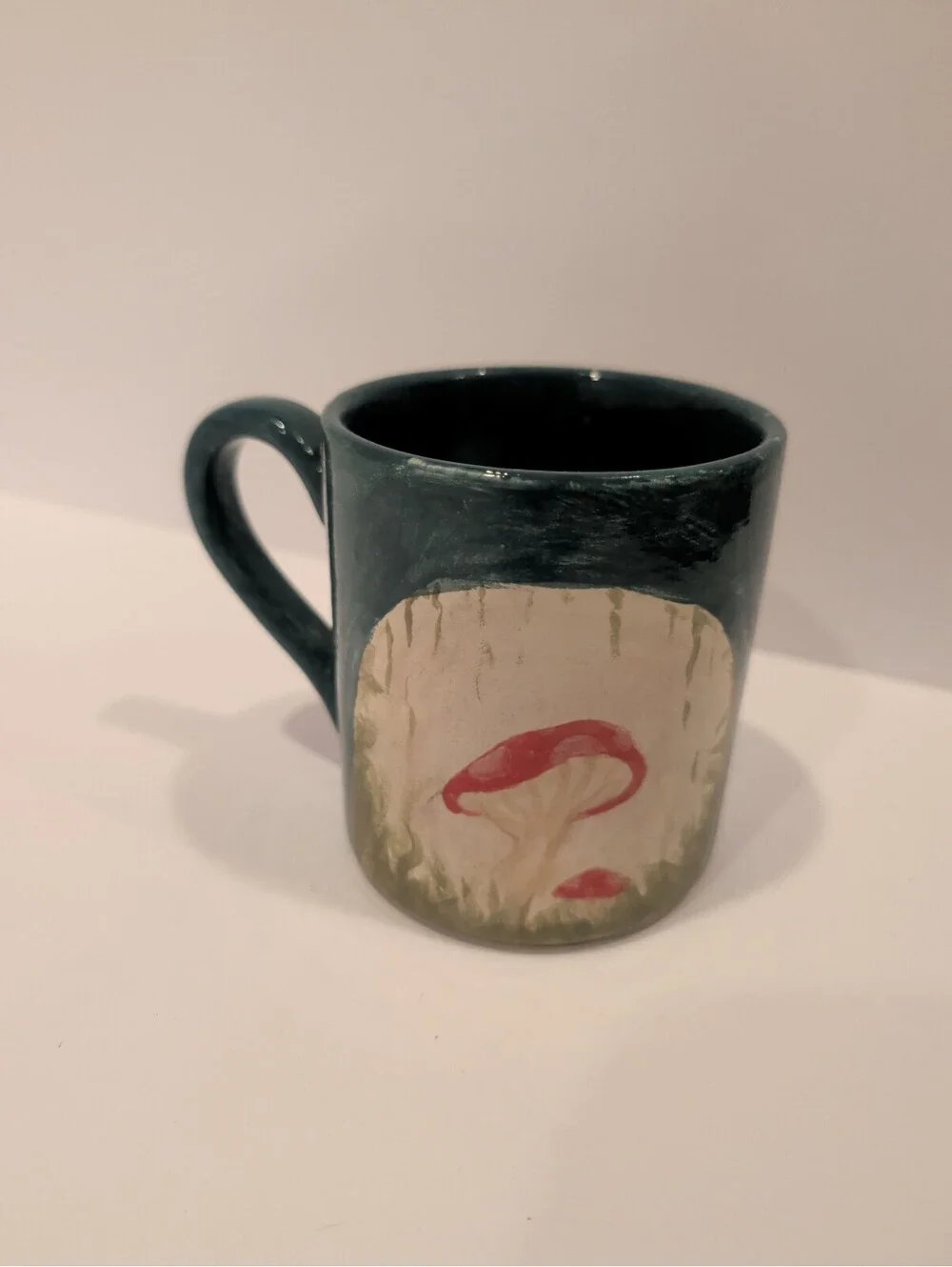 Handmade mushroom coffee mug glazed